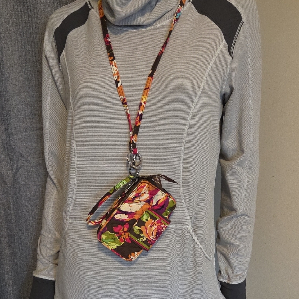 Vera Bradley Multucolor Floral Phone Case Wallet w Breakaway Lanyard & Key Ring - Picture 10 of 11